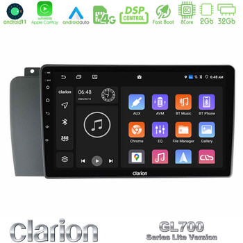 Clarion Gl700 Lite Series 8core Android11 2+32gb Volvo s60 2004-2009 Navigation Multimedia Tablet 9 με Carplay &Amp; Android Auto u-G72l-Vl1514