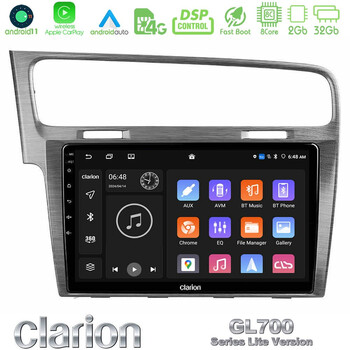 Clarion Gl700 Lite Series 8core Android11 2+32gb vw Golf 7 Navigation Multimedia Tablet 10 με Carplay &Amp; Android Auto u-G72l-Vw0003al