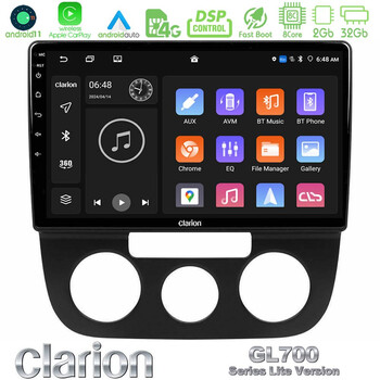 Clarion Gl700 Lite Series 8core Android11 2+32gb vw Jetta Navigation Multimedia Tablet 10 με Carplay &Amp; Android Auto u-G72l-Vw0393