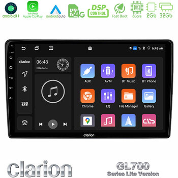 Clarion Gl700 Lite Series 8core Android11 2+32gb Toyota Rav4 2006-2012 Navigation Multimedia Tablet 10 με Carplay &Amp; Android Auto u-G72l-Ty0165