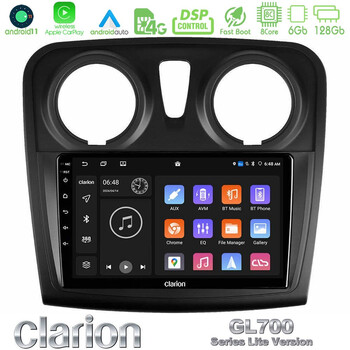Clarion Gl700 Lite Series 8core Android11 6+128gb Dacia Sandero/dokker 2014-2020 Navigation Multimedia Tablet 9 με Carplay &Amp; Android Auto u-G76l-Dc0621
