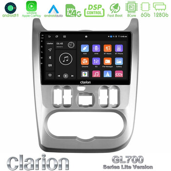 Clarion Gl700 Lite Series 8core Android11 6+128gb Dacia Duster/sandero/logan Navigation Multimedia Tablet 9 με Carplay &Amp; Android Auto u-G76l-Dc0766