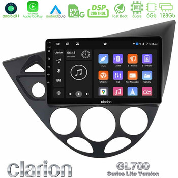 Clarion Gl700 Lite Series 8core Android11 6+128gb Ford Focus 1999-2004 Navigation Multimedia Tablet 9 με Carplay &Amp; Android Auto u-G76l-Fd1331