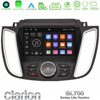 Clarion Gl700 Lite Series 8core Android11 6+128gb Ford Kuga/c-max 2013-2019 Navigation Multimedia Tablet 9 με Carplay &Amp; Android Auto u-G76l-Fd2025