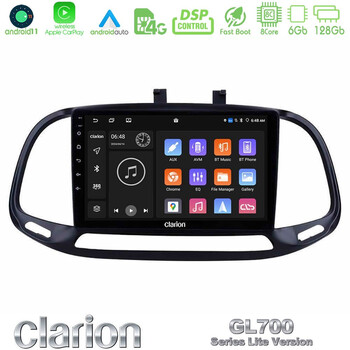 Clarion Gl700 Lite Series 8core Android11 6+128gb Fiat Doblo 2015-2022 Navigation Multimedia Tablet 9 με Carplay &Amp; Android Auto u-G76l-Ft0909
