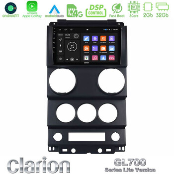 Clarion Gl700 Lite Series 8core Android11 2+32gb Jeep Wrangler 2008-2010 Navigation Multimedia Tablet 9 με Carplay &Amp; Android Auto u-G72l-Jp1037