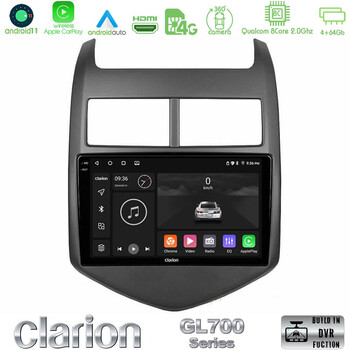 Clarion Gl700 Series 8core Android11 4+64gb Chevrolet Aveo 2011-2017 Navigation Multimedia Tablet 9 με Carplay &Amp; Android Auto u-gl7-Cv0243