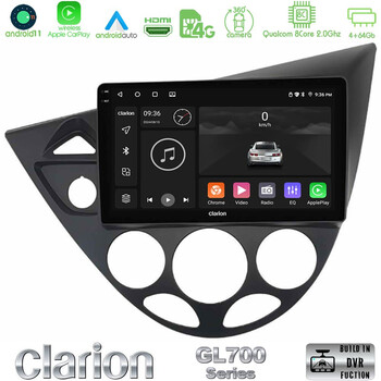Clarion Gl700 Series 8core Android11 4+64gb Ford Focus 1999-2004 Navigation Multimedia Tablet 9 με Carplay &Amp; Android Auto u-gl7-Fd1331