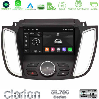 Clarion Gl700 Series 8core Android11 4+64gb Ford Kuga/c-max 2013-2019 Navigation Multimedia Tablet 9 με Carplay &Amp; Android Auto u-gl7-Fd2025