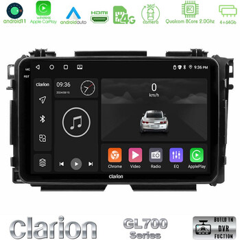 Clarion Gl700 Series 8core Android11 4+64gb Honda hr-v Navigation Multimedia Tablet 9 με Carplay &Amp; Android Auto u-gl7-Hd0285