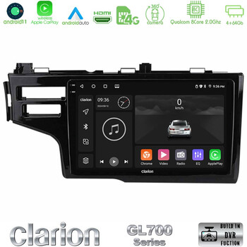 Clarion Gl700 Series 8core Android11 4+64gb Honda Jazz 2013-2020 Navigation Multimedia Tablet 9 με Carplay &Amp; Android Auto u-gl7-Hd0651