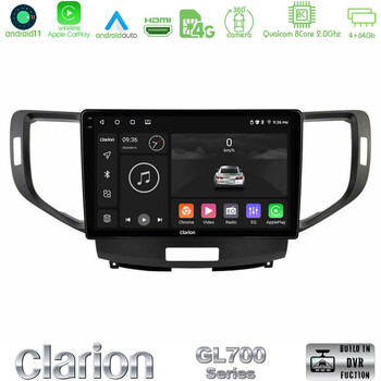 Clarion Gl700 Series 8core Android11 4+64gb Honda Accord 2008-2015 Navigation Multimedia Tablet 9 με Carplay &Amp; Android Auto u-gl7-Hd1013