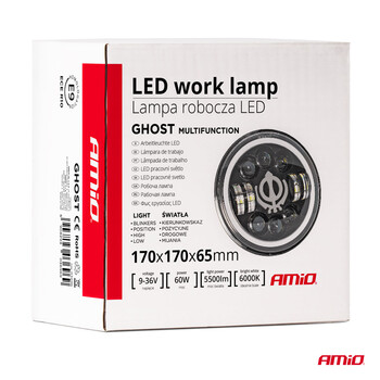 03696/AM ΠΡΟΒΟΛΕΑΣ ΕΡΓΑΣΙΑΣ ΣΤΡΟΓΓΥΛΟΣ GHOST 5.500lm 9>36V 60W 6.000K Φ170x170x65mm 4 ΧΡΗΣΕΩΝ ΑΜΙΟ - 1 ΤΕΜ.