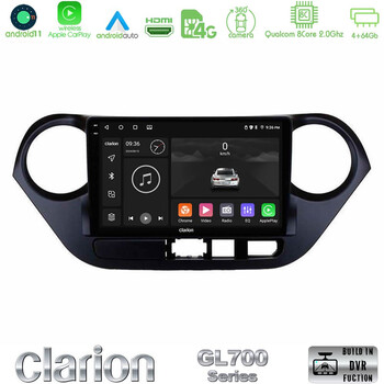 Clarion Gl700 Series 8core Android11 4+64gb Hyundai i10 2014-2020 Navigation Multimedia Tablet 9 με Carplay &Amp; Android Auto u-gl7-Hy0506