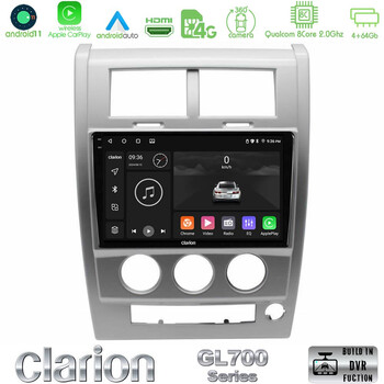 Clarion Gl700 Series 8core Android11 4+64gb Jeep Cherokee (Kk) 2008-2012 Navigation Multimedia Tablet 10 με Carplay &Amp; Android Auto u-gl7-Jp1618