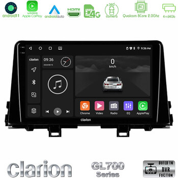 Clarion Gl700 Series 8core Android11 4+64gb kia Picanto 2017-2021 Navigation Multimedia Tablet 9 με Carplay &Amp; Android Auto u-gl7-Ki0756
