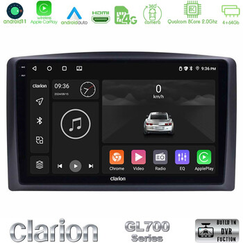 Clarion Gl700 Series 8core Android11 4+64gb Mercedes Vito 2015-2021 Navigation Multimedia Tablet 10 με Carplay &Amp; Android Auto u-gl7-Mb0779