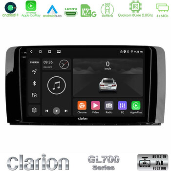 Clarion Gl700 Series 8core Android11 4+64gb Mercedes r Class Navigation Multimedia Tablet 9 με Carplay &Amp; Android Auto u-gl7-Mb0781