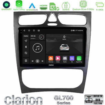 Clarion Gl700 Series 8core Android11 4+64gb Mercedes c Class (W203) Navigation Multimedia Tablet 9 με Carplay &Amp; Android Auto u-gl7-Mb0925