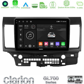 Clarion Gl700 Series 8core Android11 4+64gb Mitsubishi Lancer 2008 – 2015 Navigation Multimedia Tablet 10 με Carplay &Amp; Android Auto u-gl7-Mt232