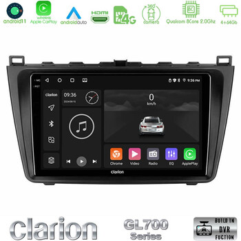 Clarion Gl700 Series 8core Android11 4+64gb Mazda 6 2008-2012 Navigation Multimedia Tablet 9 με Carplay &Amp; Android Auto u-gl7-Mz0233