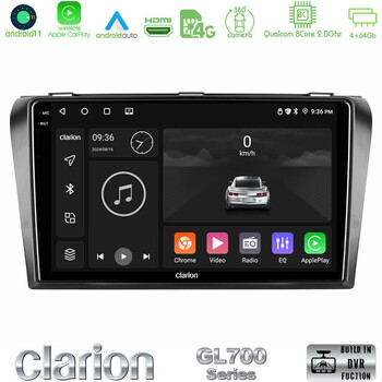 Clarion Gl700 Series 8core Android11 4+64gb Mazda 3 2004-2009 Navigation Multimedia Tablet 9 με Carplay &Amp; Android Auto u-gl7-Mz0245