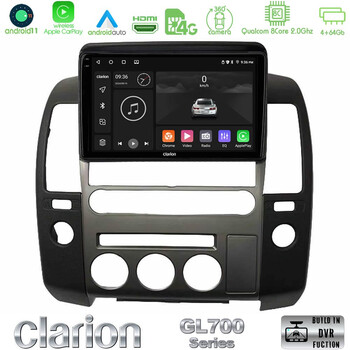 Clarion Gl700 Series 8core Android11 4+64gb  Nissan Navara d40 2006-2012 (με Εργ.οθόνη) Navigation Multimedia Tablet 9 με Carplay &Amp; Android Auto u-gl7-Ns1340