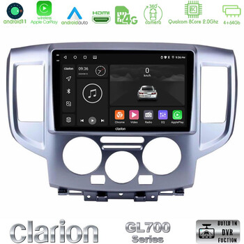 Clarion Gl700 Series 8core Android11 4+64gb Nissan Nv200 Navigation Multimedia Tablet 9 με Carplay &Amp; Android Auto u-gl7-Ns391