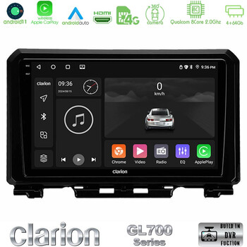 Clarion Gl700 Series 8core Android11 4+64gb Suzuki Jimny 2018-2022 Navigation Multimedia Tablet 9 με Carplay &Amp; Android Auto u-gl7-Sz0546
