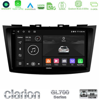 Clarion Gl700 Series 8core Android11 4+64gb Suzuki Swift 2011-2016 Navigation Multimedia Tablet 9 με Carplay &Amp; Android Auto u-gl7-Sz523