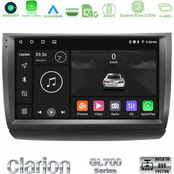 Clarion Gl700 Series 8core Android11 4+64gb Toyota Prius 2004-2009 Navigation Multimedia Tablet 9 με Carplay &Amp; Android Auto u-gl7-Ty1015