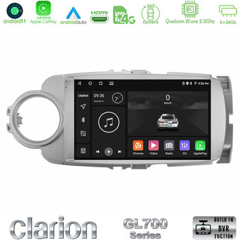 Clarion Gl700 Series 8core Android11 4+64gb Toyota Yaris Navigation Multimedia Tablet 9 με Carplay &Amp; Android Auto u-gl7-Ty1777