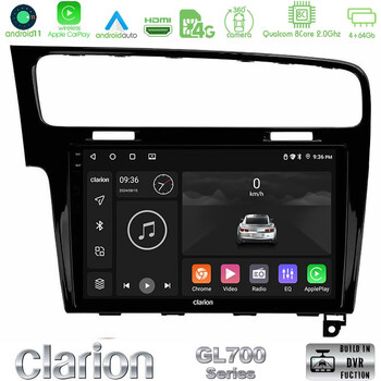 Clarion Gl700 Series 8core Android11 4+64gb vw Golf 7 Navigation Multimedia Tablet 10 με Carplay &Amp; Android Auto u-gl7-Vw0003pb