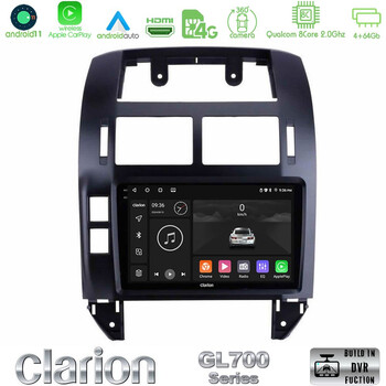 Clarion Gl700 Series 8core Android11 4+64gb vw Polo 2002-2009 Navigation Multimedia Tablet 9 με Carplay &Amp; Android Auto u-gl7-Vw1229