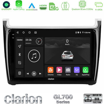 Clarion Gl700 Series 8core Android11 4+64gb vw Polo Navigation Multimedia Tablet 9 με Carplay &Amp; Android Auto u-gl7-Vw6901pb
