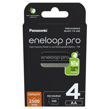 Μπαταρία Επαναφορτιζόμενη Panasonic Eneloop Pro BK-3HCDE/4BE 2500mAh size AA Ni-MH 1.2V Τεμ. 4 New Package