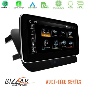 Bizzar Lite Series Audi q5 (Qr) 2008-2017 Android13 8core (4+64gb) Navigation Multimedia 10.25″ hd u-Au66111l