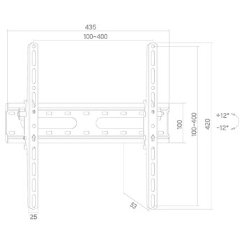 DM-3270T . Βάση TV 32"-70" έως 45kg ρυθμιζόμενη επιτοίχια DM PRO μαύρη