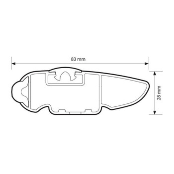N15222 ΜΠΑΡΑ ΟΡΟΦΗΣ ΑΛΟΥΜΙΝΙΟΥ 79cm ΜΑΥΡΗ SILENZIO CX ORIGINE SYSTEM ( STANDARD / FLUSH RAILING)NORDRIVE - 1 ΤΕΜ.