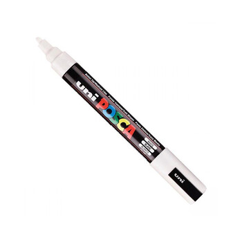 Uni-Ball Μαρκαδοροι Posca Pc-5M Medium White (PC5MMWH) (UNIPC5MMWH)