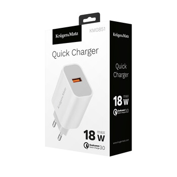 KM0851 . Φορτιστής USB-A 18W με λειτουργία Quick Charge Kruger&Matz