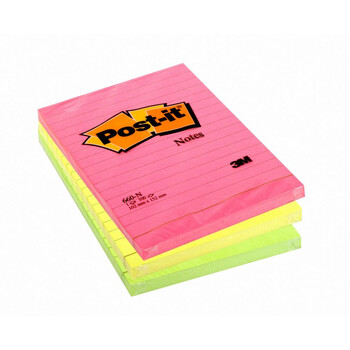 3M Αυτοκόλλητα Χαρτάκια Post-it Lined 102 x 152 mm (Διάφορα Neon Χρώματα) (100 Φύλλα) (660N) 3M Αυτοκόλλητα Χαρτάκια Post-it Lined 102 x 152 mm (Διάφορα Neon Χρώματα) (100 Φύλλα) (660N)