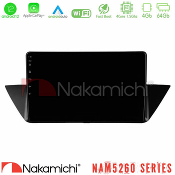 Nakamichi Nam5260 Series 4core Android12 4+64gb bmw χ1 e84 Navigation Multimedia Tablet 10 με Carplay & Android Auto u-n44-Bm0846