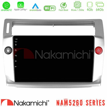 Nakamichi Nam5260 Series 4core Android12 4+64gb Citroen c4 2004-2010 Navigation Multimedia Tablet 9 με Carplay & Android Auto u-n44-Ct0812