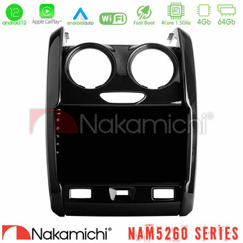 Nakamichi Nam5260 Series 4core Android12 4+64gb Dacia Duster 2014-2018 Navigation Multimedia Tablet 9 με Carplay & Android Auto u-n44-Dc0430