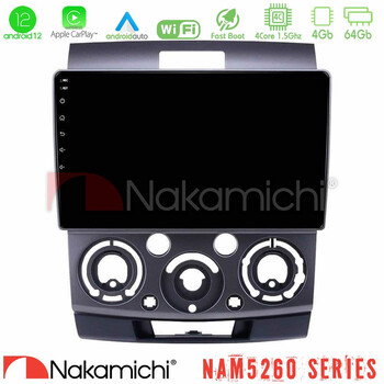 Nakamichi Nam5260 Series 4core Android12 4+64gb Ford Ranger/mazda Bt50 Navigation Multimedia Tablet 9 με Carplay & Android Auto u-n44-Fd0687
