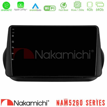 Nakamichi Nam5260 Series 4core Android12 4+64gb Fiat Fiorino/citroen Nemo/peugeot Bipper Navigation Multimedia Tablet 9 με Carplay & Android Auto u-n44-Ft1025