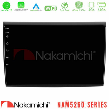 Nakamichi Nam5260 Series 4core Android12 4+64gb Fiat Bravo Navigation Multimedia Tablet 9 με Carplay & Android Auto u-n44-Ft724