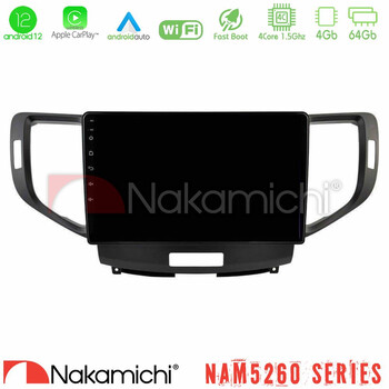 Nakamichi Nam5260 Series 4core Android12 4+64gb Honda Accord 2008-2015 Navigation Multimedia Tablet 9 με Carplay &Amp; Android Auto u-n44-Hd1013