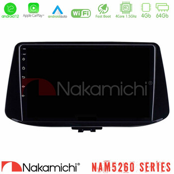Nakamichi Nam5260 Series 4core Android12 4+64gb Hyundai i30 Navigation Multimedia Tablet 9 με Carplay &Amp; Android Auto u-n44-Hy0890